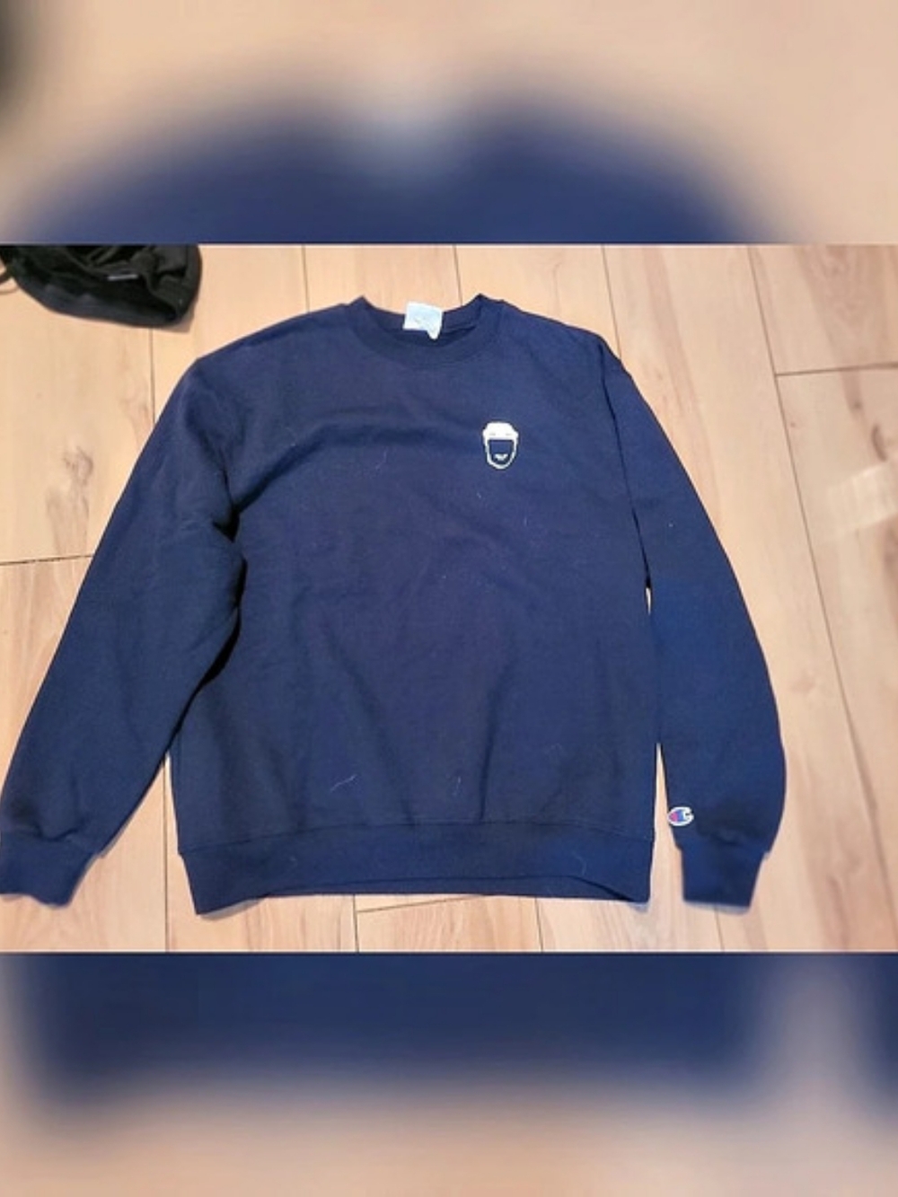 Champion Barstool Sports America Hockey Helmet Crewneck Blue Large